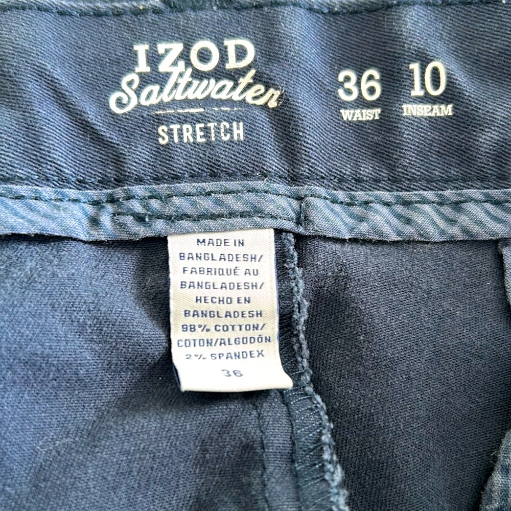 IZOD Saltwater Stretch Navy Blue Chino Casual Size 36 Shorts - Picture 6 of 6